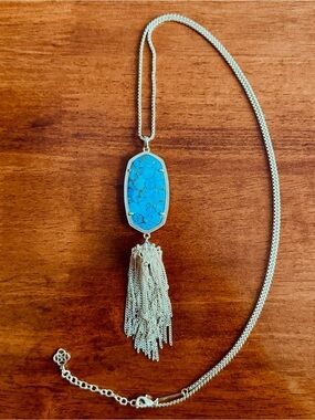 Kendra Scott Turquoise and Gold Tassel Necklace - Women Jewelry